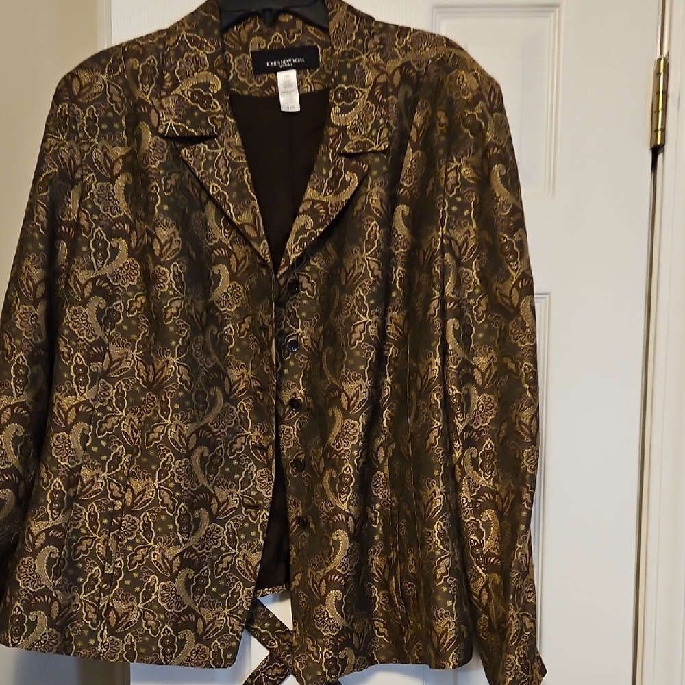 Jones New York Black and Gold Patterned Jacket